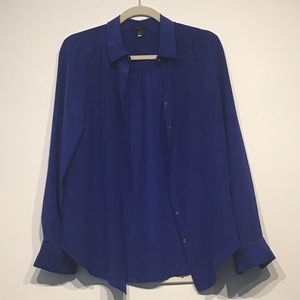Ann Taylor Blue Silk Blouse